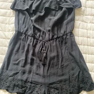 strapless black romper